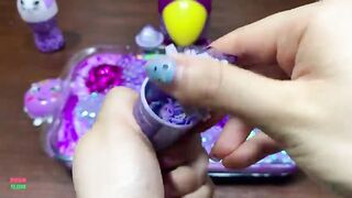 PURPLE PIPING BAGS - Mixing Makeup, Clay and MORE Into GLOSSY Slime ! Satisfying Slime Videos #1518