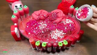 RED SLIME - Mixing RandomThings and MORE Into GLOSSY Slime ! Satisfying Slime Videos #1501
