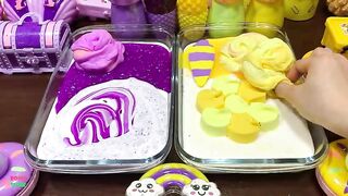 PURPLE VS YELLOW - Mixing Makeup, CLAY and More Into GLOSSY Slime ! Satisfying Slime Videos #1500