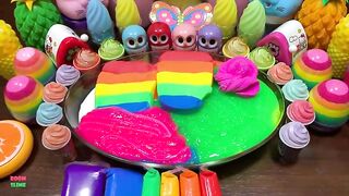 RAINBOW - Mixing Makeup, CLAY and More  Into GLOSSY Slime ! Satisfying Slime Videos #1495