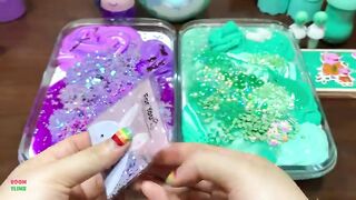 PURPLE VS MINT - Mixing RandomThings and MORE Into GLOSSY Slime ! Satisfying Slime Videos #1488