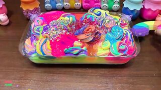 Mixing RAINBOW CLAY And  Piping Bags CLAY Into GLOSSY Slime ! Satisfying Slime Videos #1480