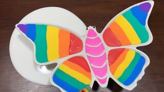 MINI SHOW - Mixing RAINBOW BUTTERFLY CLAY Into GLOSSY Slime ! Satisfying Slime Videos #1446