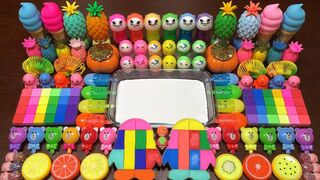 Mixing Makeup & Rainbow Penguins Clay and More Into GLOSSY Slime ! Satisfying Slime Videos #1408
