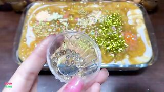 GOLD SLIME - Mixing Gold Makeup and Gold Glitter Into Glossy Slime !  Satisfying Slime Videos #1388