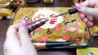 GOLD SLIME -  Mixing Makeup & Glitter and More Into Glossy Slime ! Satisfying Slime Videos #1384