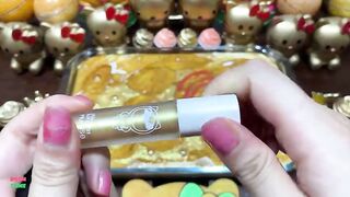 GOLD SLIME - Mixing Makeup & Glitter and More Into Glossy Slime ! Satisfying Slime Videos #1382