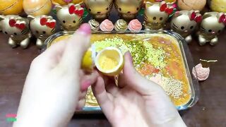 GOLD SLIME - Mixing Makeup & Glitter and More Into Glossy Slime ! Satisfying Slime Videos #1382