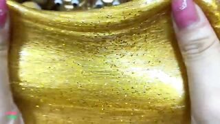 GOLD PIPING BAG SLIME -  Mixing Makeup & Pearl and Glitter Into Glossy Slime! Satisfying Slime #1378