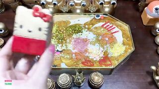 GOLD PIPING BAG SLIME -  Mixing Makeup & Pearl and Glitter Into Glossy Slime! Satisfying Slime #1378