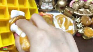 GOLD SLIME - Mixing Makeup with Floam and Glitter Into Glossy Slime ! Satisfying Slime Videos #1372