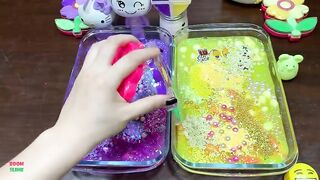 PURPLE VS YELLOW - 2 BECOME 1 - Mixing Random Things Into Glossy Slime! Satisfying Slime Video #1371