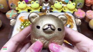 GOLD SLIME - Mixing Makeup with Floam and Glitter Into Glossy Slime ! Satisfying Slime Videos #1370