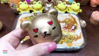 GOLD SLIME - Mixing Makeup with Floam and Glitter Into Glossy Slime ! Satisfying Slime Videos #1370