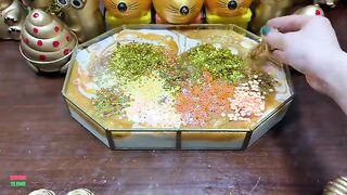 GOLD SLIME - Mixing Random Things Into Glossy Slime ! Satisfying Slime Videos #1360