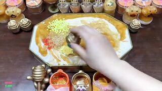 GOLD SLIME - Mixing Makeup with Floam and Glitter Into Glossy Slime ! Satisfying Slime Videos #1354
