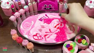 PINK SLIME - Mixing Makeup, Clay and More Into Glossy Slime ! Satisfying Slime Videos #1347