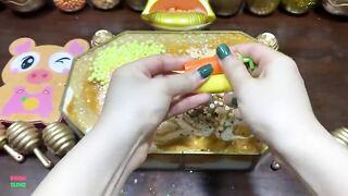 GOLD SLIME - Mixing Random Things Into Glossy Slime ! Satisfying Slime Videos #1344