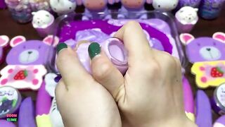 CUTE PURPLE PIPING BAGS - Mixing Random Things Into Glossy Slime ! Satisfying Slime Videos #1332