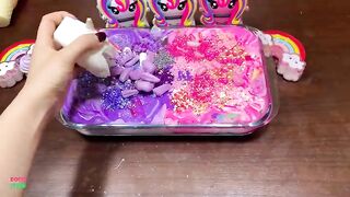 PURPLE AND PINK PONY PIPING - Mixing Random Things Into Glossy Slime ! Satisfying Slime Videos #1306