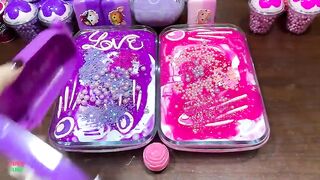 PURPLE AND PINK PONY - Mixing Random Things Into Glossy Slime ! Satisfying Slime Videos #1299
