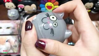 BLACK AND GRAY - Mixing Random Things Into Glossy Slime ! Satisfying Slime Videos #1298