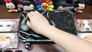 BLACK AND GRAY - Mixing Random Things Into Glossy Slime ! Satisfying Slime Videos #1298