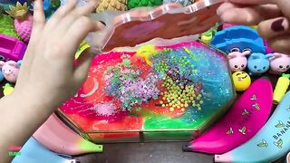 HAPPY BANANA - Mixing Random Things Into Glossy Slime ! Satisfying Slime Videos #1289