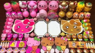 HELLO KITTY GOLD AND PINK - Mixing Random Things Into Glossy Slime ! Satisfying Slime Videos #1287