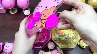 HELLO KITTY GOLD AND PINK - Mixing Random Things Into Glossy Slime ! Satisfying Slime Videos #1287