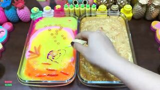 GOLD AND RAINBOW - Mixing Random Things Into Glossy Slime ! Satisfying Slime Videos #1285