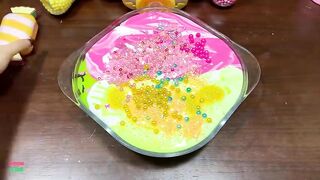 SPECIAL FEET YELLOW AND PINK - Mixing Random Things Into Glossy Slime ! Satisfying Slime Video #1281