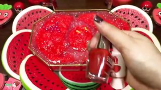 SPECIAL RED WATERMELON - Mixing Random Things Into Glossy Slime ! Satisfying Slime Videos #1256