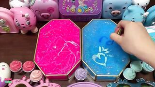 BLUE AND PINK PEPPA PIG - Mixing Random Things Into Glossy Slime ! Satisfying Slime Videos #1236