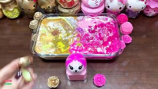 SERIES GOLD AND PINK PINE - Mixing Random Things Into Glossy Slime ! Satisfying Slime Videos #1233