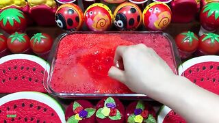 SPECIAL RED WATERMELON - Mixing Random Things Into Glossy Slime ! Satisfying Slime Videos #1174