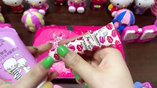 SPECIAL PINK HELLO KITTY - Mixing Random Things Into Glossy Slime ! Satisfying Slime Videos #1126