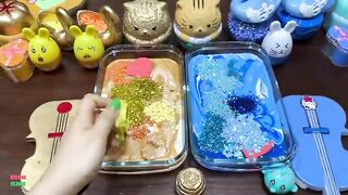 SPECIAL GOLD Vs BLUE - Mixing Floam And Glitter Into Glossy Slime ! Satisfying Slime Videos #1114