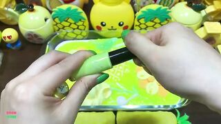 YELLOW SLIME - Mixing Clays and Glitter Into Homemade Slime ! Satisfying Slime Videos #1098