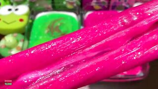GREEN and PINK - Mixing Floam and Glitter Into Slime ! Satisfying Slime Videos #1092