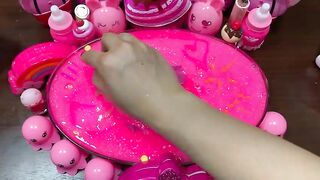 PINK SLIME - Mixing Makeup Kit and Glitter Into Fluffy Slime ! Satisfying Slime Videos #1086