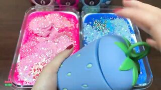 PINK Vs BLUE - Mixing Random Things Into Clear Slime ! Colors In End ? Satisfying Slime Videos #1041