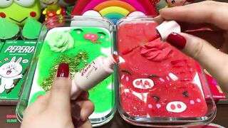 GREEN Vs RED - Mixing Random Things Into Slime ! Satisfying Slime Videos #1033