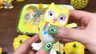 Full Yellow Piping Bags !! Mixing Random Things Into Glossy Slime ! ASMR Satisfying Slime Video #987