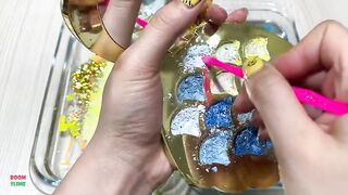 Gold vs Blue - Mixing Makeup Into CLEAR Slime - ASMR Satisfying Slime Videos #975