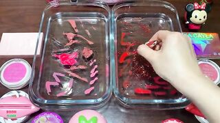 Pink vs Red !! Mixing Makeup Into CLEAR Slime ASMR Satisfying Slime Videos  #971