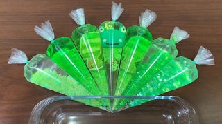 Making CLEAR Slime With Piping Bags !! GREEN SLIME !! Satisfying CLEAR Slime Smoothie #947