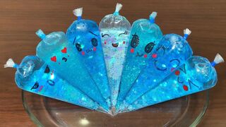 Making CLEAR Slime With Funny Piping Bags !!! BLUE SLIME !!! Satisfying CLEAR Slime #926