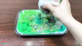Festival of GREEN !! Mixing Random Things Into GLOSSY SLIME !! Satisfying Slime Smoothie #887