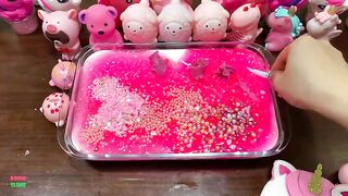 Festival of PINK UNICORN !! Mixing Random Things Into Glossy Slime !! Satisfying Slime Smoothie #861
